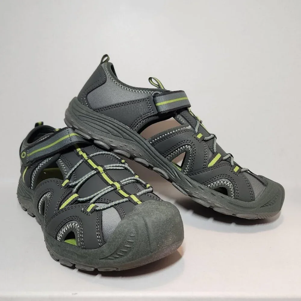 Merrell Unisex Child Hydro 2 Sandals Water Shoes Velcro Size 6 Green Gray